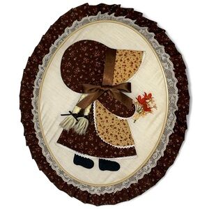 Vintage Sunbonnet Sue Fabric Wall Hanging - Country Cottage Decor